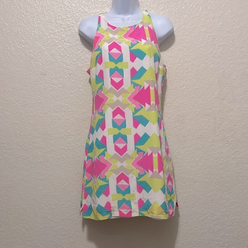 Britt Ryan Parade Silk Shift Dress Size XS Bright Abstract - Picture 2 of 9